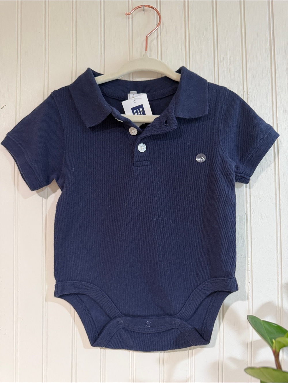GAP Navy Short-Sleeve Polo Bodysuit